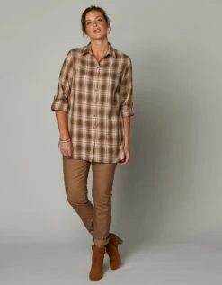 Chemise Longue à Carreaux Flanelle -Femmes Vêtements Magasin 560584 C01 zoomx vue2