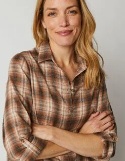 Chemise Longue à Carreaux Flanelle -Femmes Vêtements Magasin 560584 C01 zoomx vue3