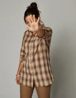 Chemise Longue à Carreaux Flanelle -Femmes Vêtements Magasin 560584 C01 zoomx vue4