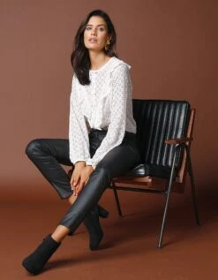 Blouse Boutonnée En Dentelle à Volants -Femmes Vêtements Magasin 560596 C01 zoomx vue7