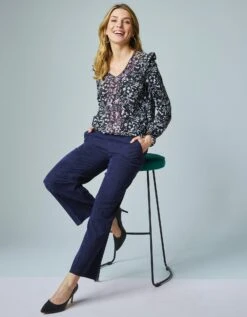 Blouse Fleurie Volantée à Broderies Contrastantes -Femmes Vêtements Magasin 560602 C01 zoomx vue5