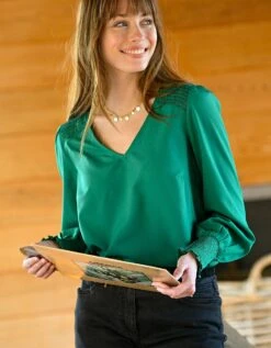 Blouse Smocks épaules Unie -Femmes Vêtements Magasin 560623 C00 zoomx vue3