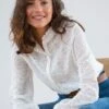 Blouse Col Montant Volantée, Dentelle