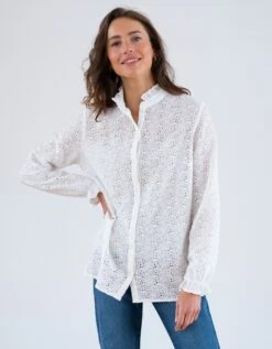 Blouse Col Montant Volantée, Dentelle -Femmes Vêtements Magasin 560627 C01 zoomx vue4