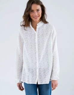 Blouse Col Montant Volantée, Dentelle -Femmes Vêtements Magasin 560627 C01 zoomx vue7
