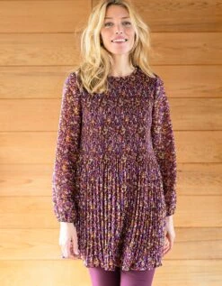 Tunique Plissée Imprimé Fleuri, Voile 11 Tunique Plissée Imprimé Fleuri, Voile -Femmes Vêtements Magasin 560632 C01 zoomx vue4