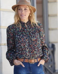 Blouse Volantée Imprimée, Crépon -Femmes Vêtements Magasin 560640 C01 zoomx vue5