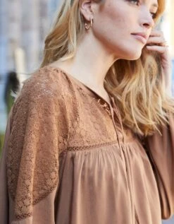 Blouse Unie Col Fantaisie Macramé 13 Blouse Unie Col Fantaisie Macramé -Femmes Vêtements Magasin 560644 C03 zoomx vue6