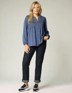 Blouse Unie Smockée Entièrement Boutonnée -Femmes Vêtements Magasin 560657 C01 zoomx vue5