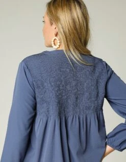 Blouse Unie Smockée Entièrement Boutonnée -Femmes Vêtements Magasin 560657 C01 zoomx vue6