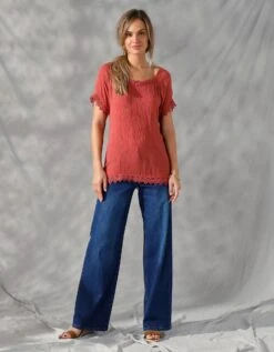 Blouse Manches Courtes Macramé -Femmes Vêtements Magasin 560674 C01 zoomx vue4