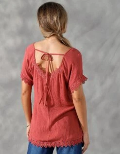 Blouse Manches Courtes Macramé -Femmes Vêtements Magasin 560674 C01 zoomx vue5