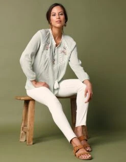 Blouse Brodée Macramé, Crépon -Femmes Vêtements Magasin 560679 C01 zoomx vue2