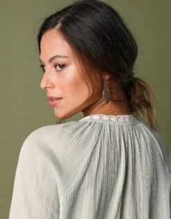 Blouse Brodée Macramé, Crépon -Femmes Vêtements Magasin 560679 C01 zoomx vue6