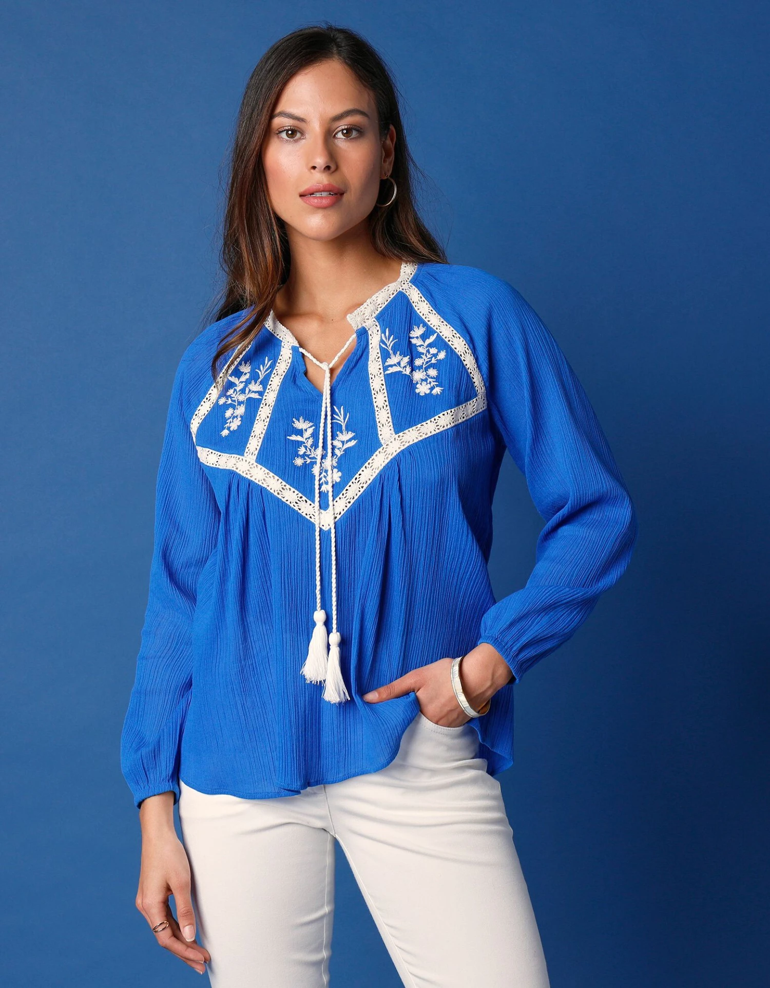 Blouse Brodée Macramé, Crépon 5 Blouse Brodée Macramé, Crépon – Image 3