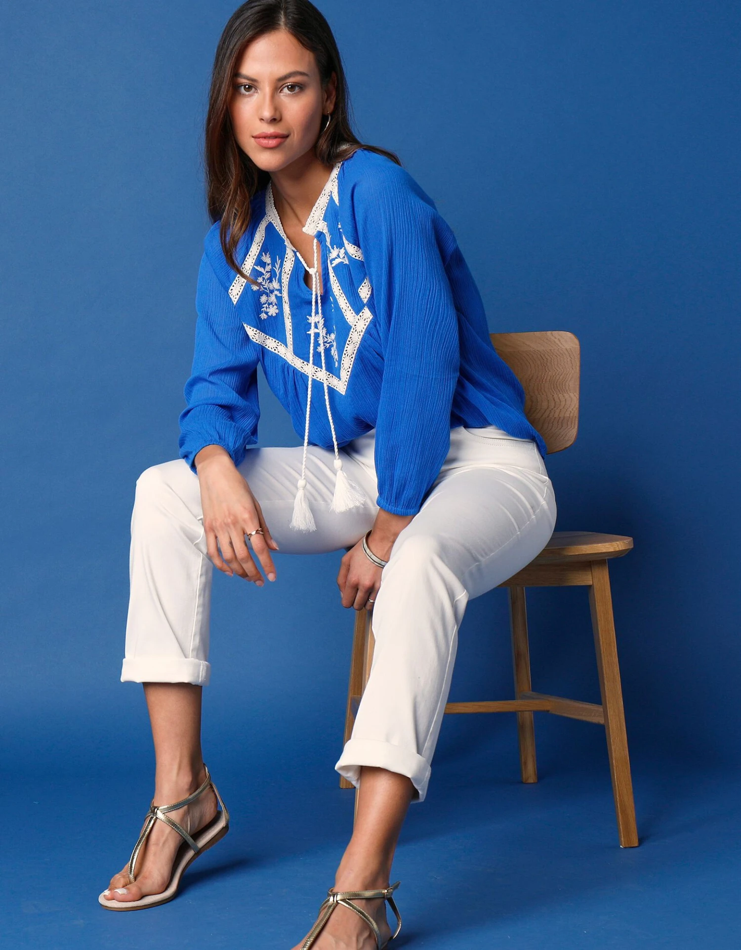 Blouse Brodée Macramé, Crépon 7 Blouse Brodée Macramé, Crépon – Image 5