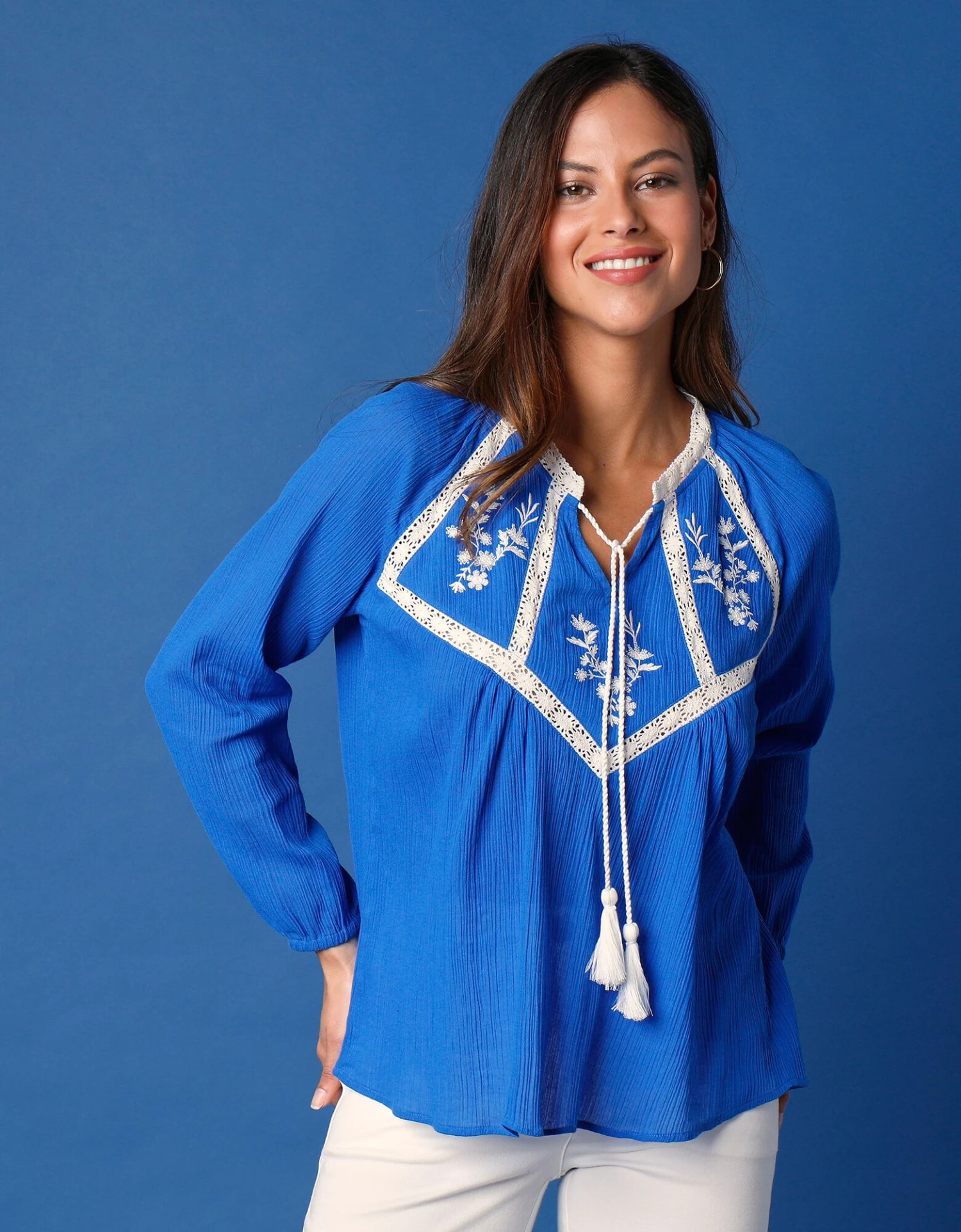 Blouse Brodée Macramé, Crépon 8 Blouse Brodée Macramé, Crépon – Image 6