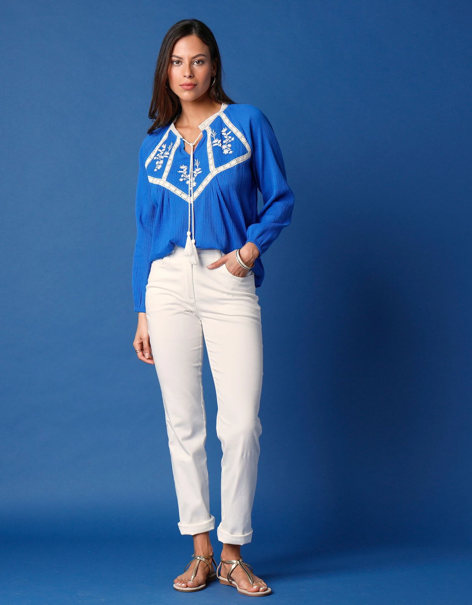 Blouse Brodée Macramé, Crépon 9 Blouse Brodée Macramé, Crépon – Image 7