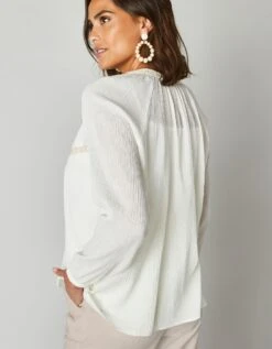 Blouse Brodée Macramé, Crépon -Femmes Vêtements Magasin 560681 C01 zoomx vue2