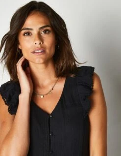Blouse Sans Manches Boutonnée, Gaze De Coton -Femmes Vêtements Magasin 560684 C02 zoomx vue5