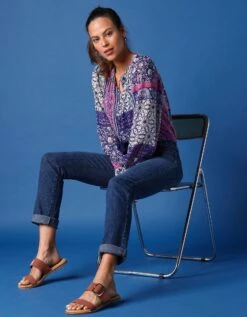 Blouse En Voile Imprimée Manches Longues Bouffantes -Femmes Vêtements Magasin 560688 C01 zoomx vue3