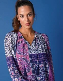 Blouse En Voile Imprimée Manches Longues Bouffantes -Femmes Vêtements Magasin 560688 C01 zoomx vue5