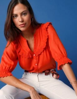 Chemisier Brodé Boutonné