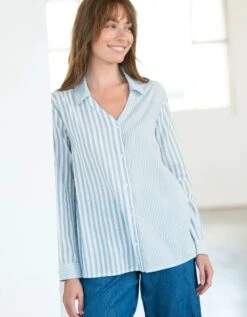 Chemise Boutonnée Rayée Coupe évasée -Femmes Vêtements Magasin 560720 C01 zoomx vue3