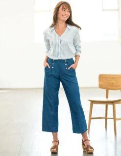 Chemise Boutonnée Rayée Coupe évasée -Femmes Vêtements Magasin 560720 C01 zoomx vue4