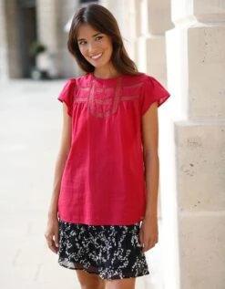 Blouse Unie Dentelle Manches Volantées 14 Blouse Unie Dentelle Manches Volantées -Femmes Vêtements Magasin 560740 C01 zoomx vue6