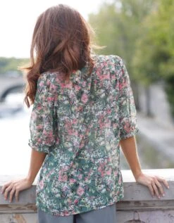 Blouse Volantée Boutonnée, Voile -Femmes Vêtements Magasin 560741 C01 zoomx vue2