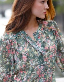 Blouse Volantée Boutonnée, Voile -Femmes Vêtements Magasin 560741 C01 zoomx vue4
