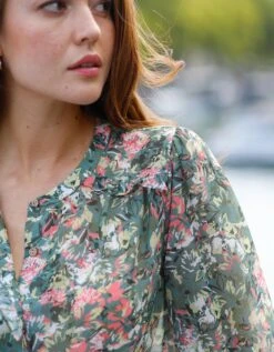 Blouse Volantée Boutonnée, Voile -Femmes Vêtements Magasin 560741 C01 zoomx vue5
