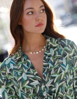 Tunique Boutonnée à Nouer Imprimée -Femmes Vêtements Magasin 560746 C01 zoomx vue5