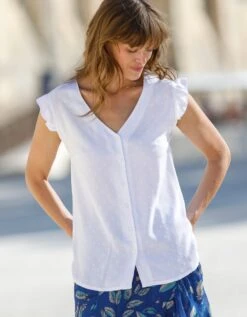 Blouse Boutonnée Plumetis -Femmes Vêtements Magasin 560747 C01 zoomx vue4