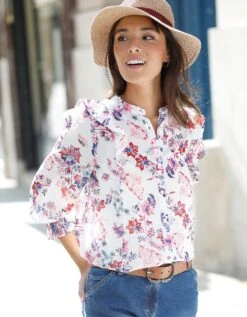 Blouse Boutonnée Imprimé Cachemire