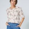 Blouse Volantée Imprimée Fleurs Manches Coude Blousantes -Femmes Vêtements Magasin 560752 C01 zoomx