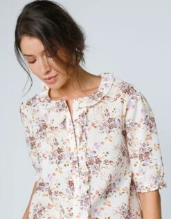 Blouse Volantée Imprimée Fleurs Manches Coude Blousantes -Femmes Vêtements Magasin 560752 C01 zoomx vue3