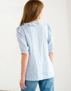 Blouse Volantée Carreaux Vichy Manches Coude Blousantes 10 Blouse Volantée Carreaux Vichy Manches Coude Blousantes -Femmes Vêtements Magasin 560753 C01 zoomx vue2