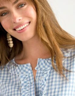 Blouse Volantée Carreaux Vichy Manches Coude Blousantes 14 Blouse Volantée Carreaux Vichy Manches Coude Blousantes -Femmes Vêtements Magasin 560753 C01 zoomx vue6