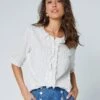 Blouse Volantée Rayée Manches Coude Blousantes -Femmes Vêtements Magasin 560754 C01 zoomx