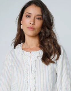 Blouse Volantée Rayée Manches Coude Blousantes 12 Blouse Volantée Rayée Manches Coude Blousantes -Femmes Vêtements Magasin 560754 C01 zoomx vue4