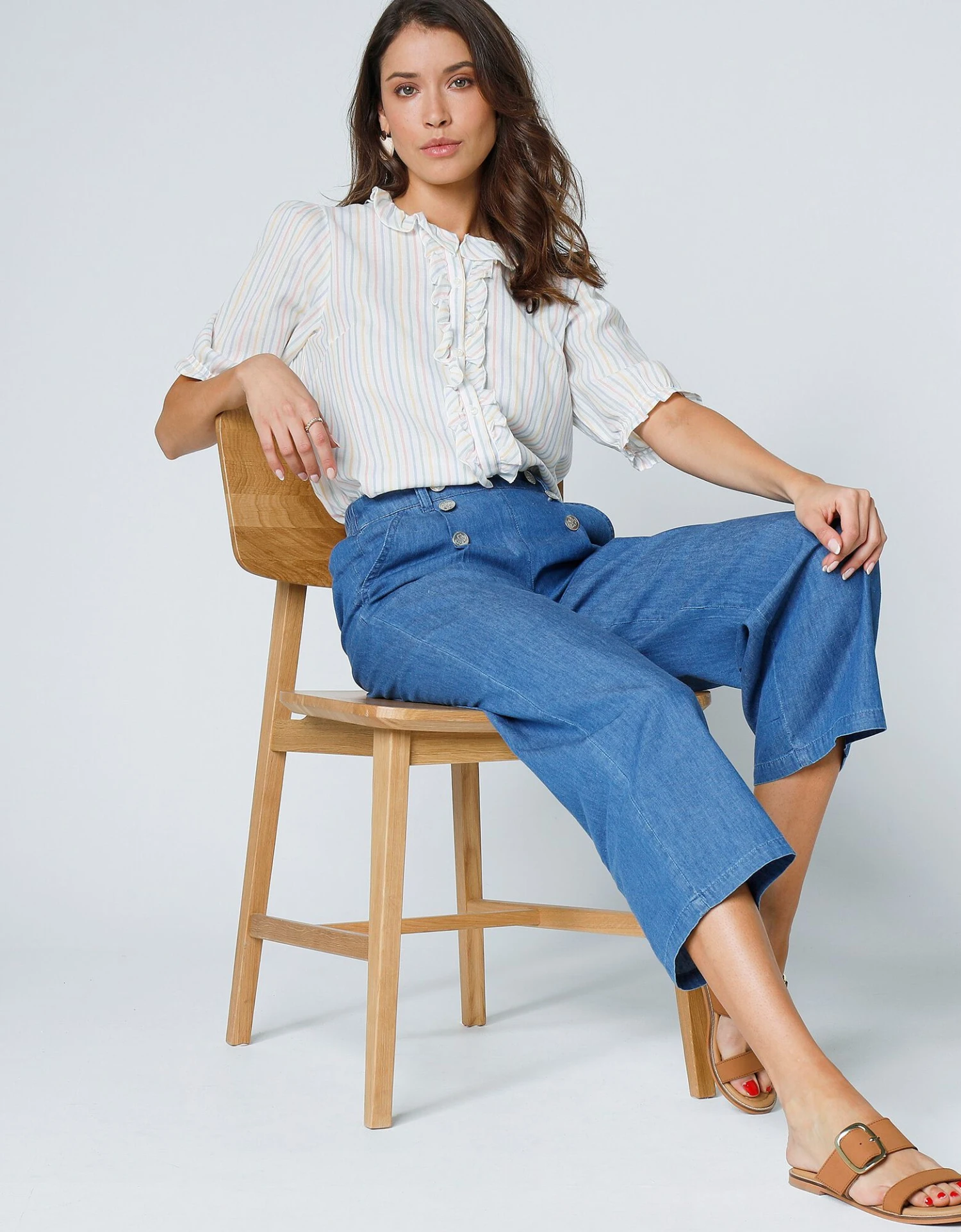 Blouse Volantée Rayée Manches Coude Blousantes 7 Blouse Volantée Rayée Manches Coude Blousantes – Image 5
