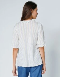 Blouse Volantée Rayée Manches Coude Blousantes 15 Blouse Volantée Rayée Manches Coude Blousantes -Femmes Vêtements Magasin 560754 C01 zoomx vue7