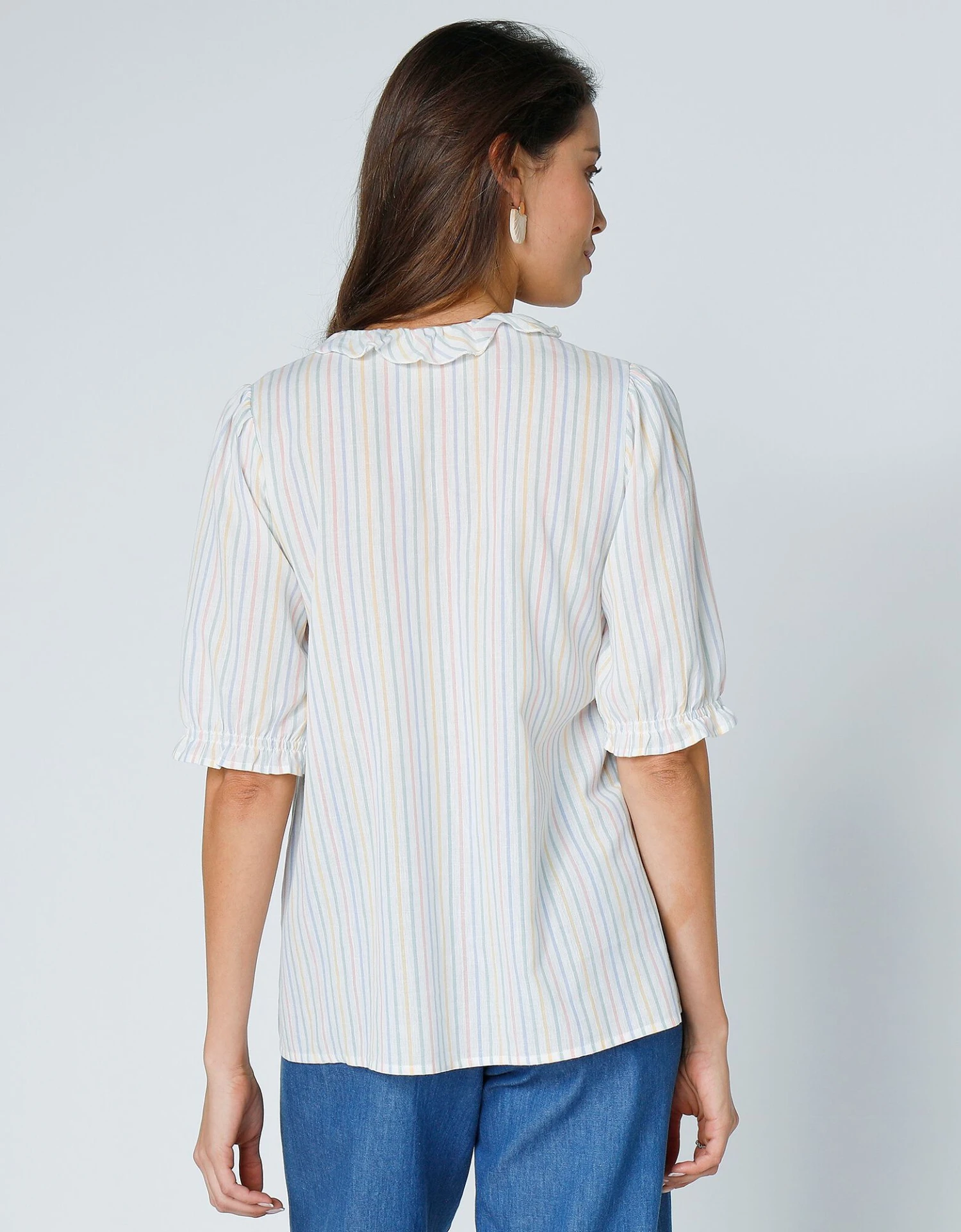 Blouse Volantée Rayée Manches Coude Blousantes 9 Blouse Volantée Rayée Manches Coude Blousantes – Image 7