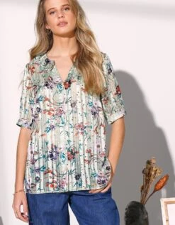 Blouse Boutonnée Imprimée, Voile Jacquard -Femmes Vêtements Magasin 560773 C02 zoomx vue3