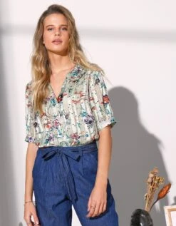 Blouse Boutonnée Imprimée, Voile Jacquard -Femmes Vêtements Magasin 560773 C02 zoomx vue6