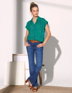 Chemise Manches Courtes, Broderie Anglaise -Femmes Vêtements Magasin 560774 C01 zoomx vue7