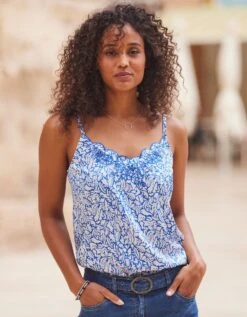 Femmes Vêtements Magasin 3 Caraco Brodé Bretelles Réglables, Imprimé