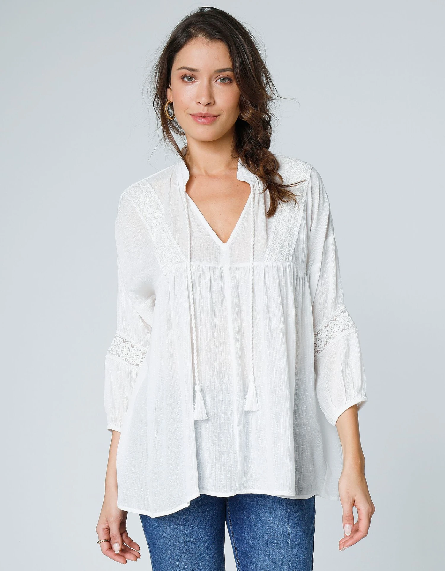 Blouse évasée Manches 3/4 Macramé 3 Blouse évasée Manches 3/4 Macramé